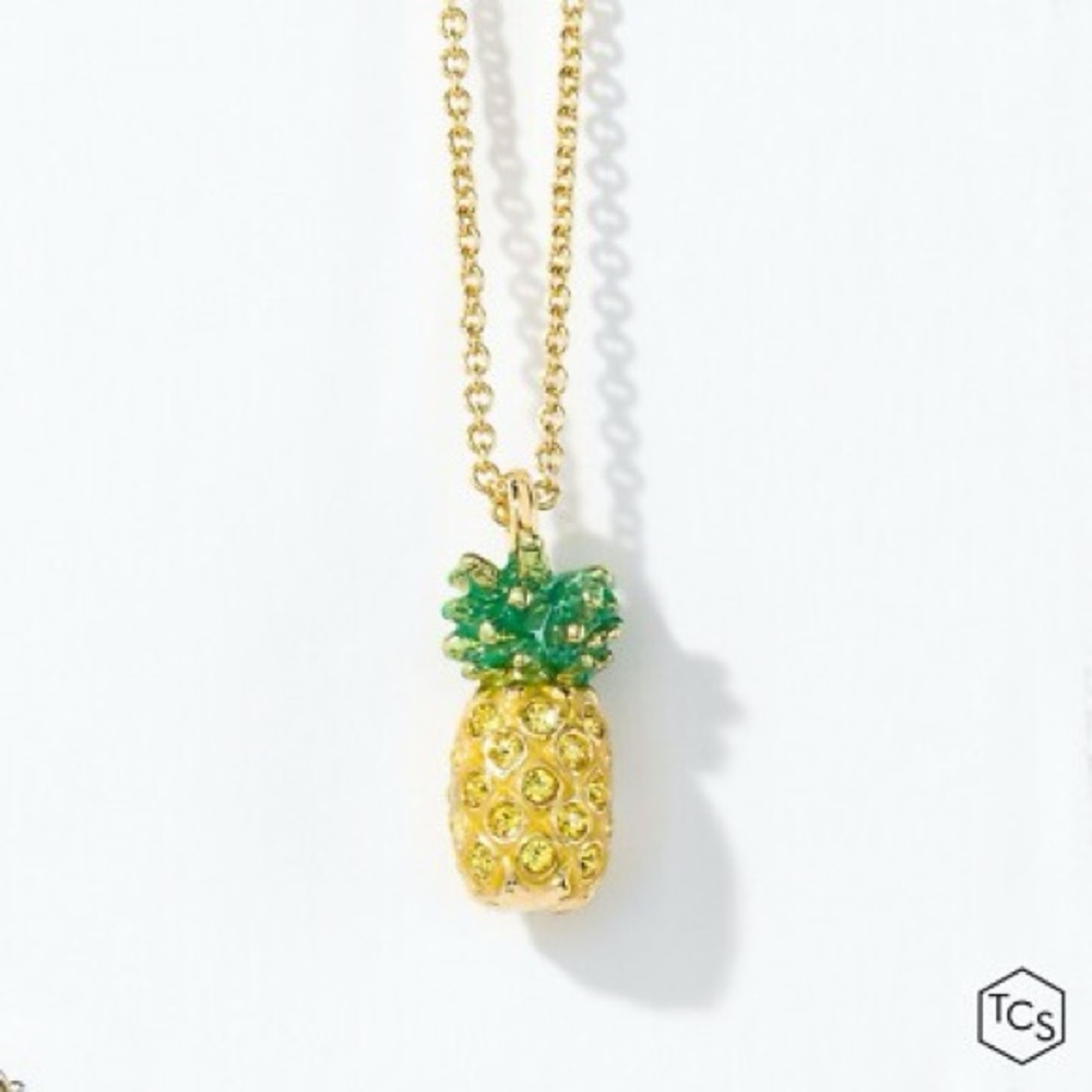 Touchstone Crystal Gold and Green Pineapple Pendant Necklace